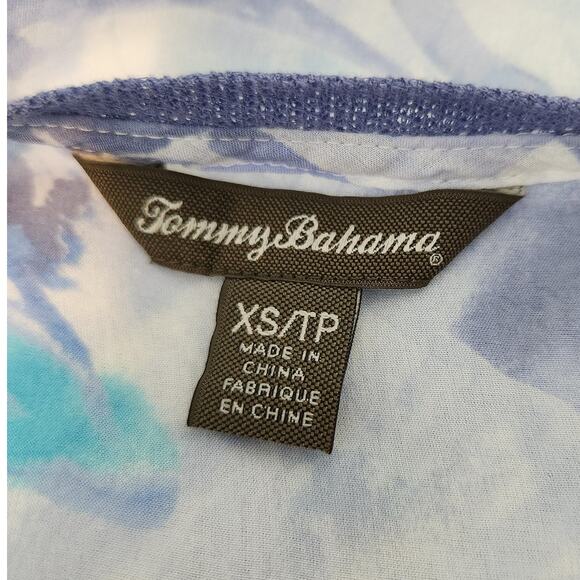 Tommy Bahama 100% Silk Sheer V Neck Blouse Pastel Tropical Print Size XS - Picture 2 of 7